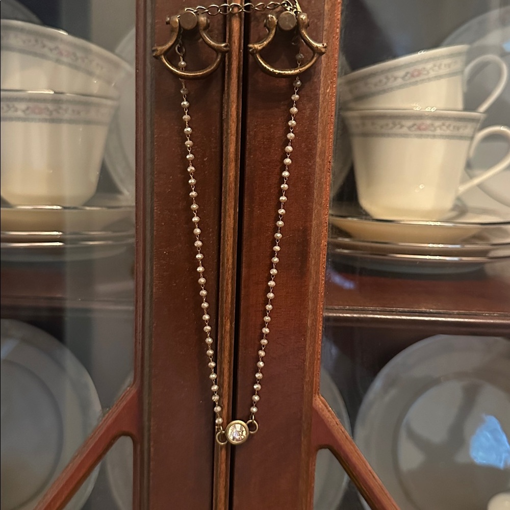 Vintage bead and rhinestone costume choker small necklace